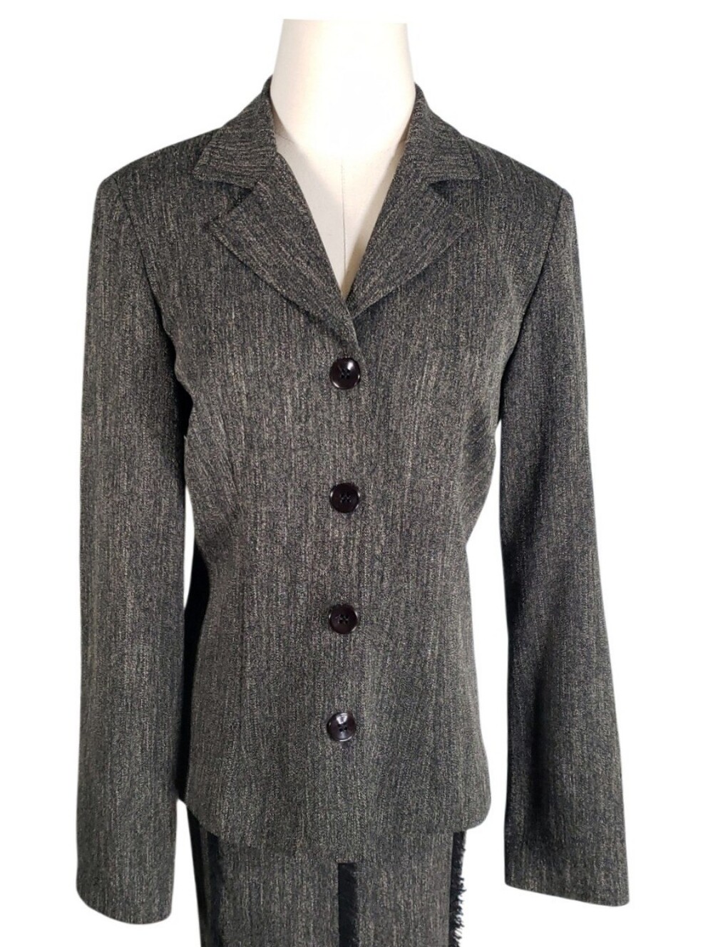 Linea Domani Vintage Skirt Suit Set Fringe Accents 6 Academia Career Events Fall - Picture 3 of 14